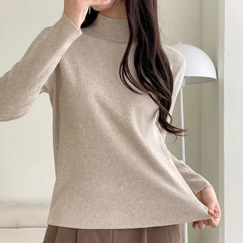 여자 봄 가을 겨울 비스코스 무지 반폴라 니트 티셔츠 간절기 핏이 예쁜 반목 터틀넥 이너티