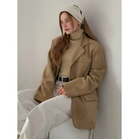 [하프클럽]  스웨이드 싱글 버튼 하프 자켓 (4colors)