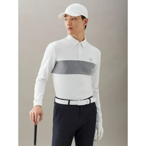 [24FW]남성 기모 컬러블럭 티셔츠  화이트