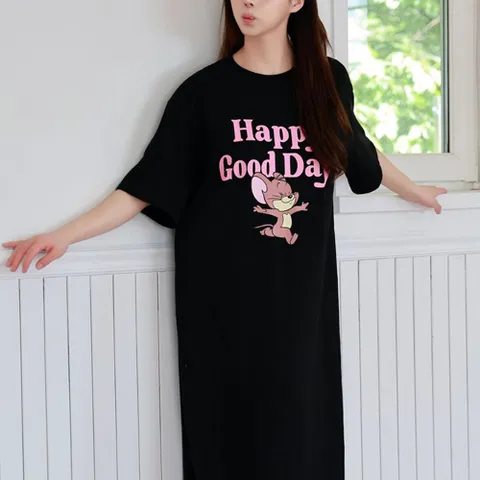 [엘브랜드] 면100 해피 체리 반팔 롱원피스