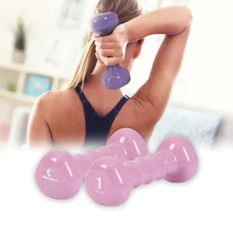 아이워너 PVC 삼각 컬러 아령 1kg 스위트라일락 홈트레이닝 여자아령 미용아령