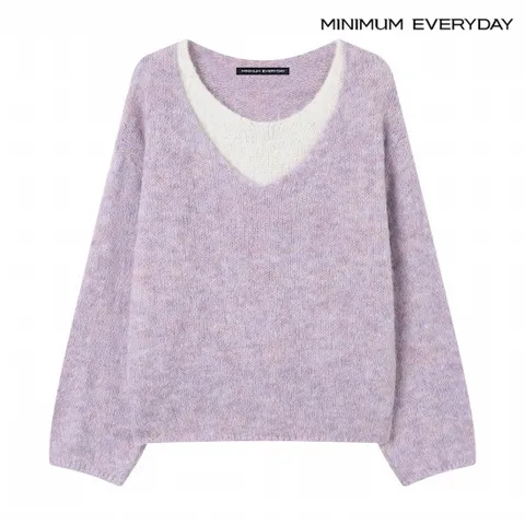 정상가:59,000원 l  에브리데이]배색 레이어드 데일리 긴팔 니트 (EB4KT005D)