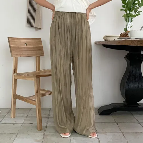여자 여름 모던 구김 링클 썸머 쿨 밴딩 일자핏 팬츠