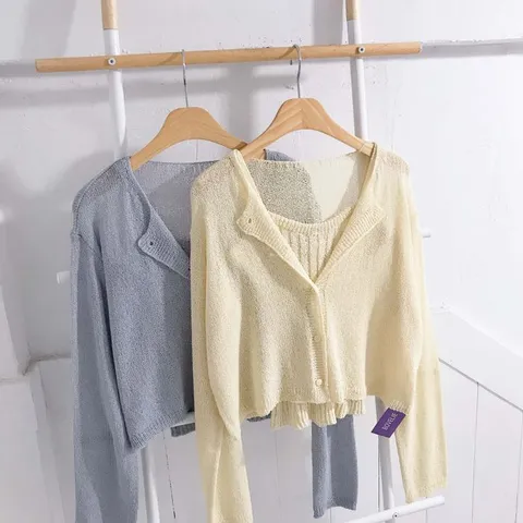 [브리치] 보블리에 / (set) 쿨 골지 나시 가디건 세트