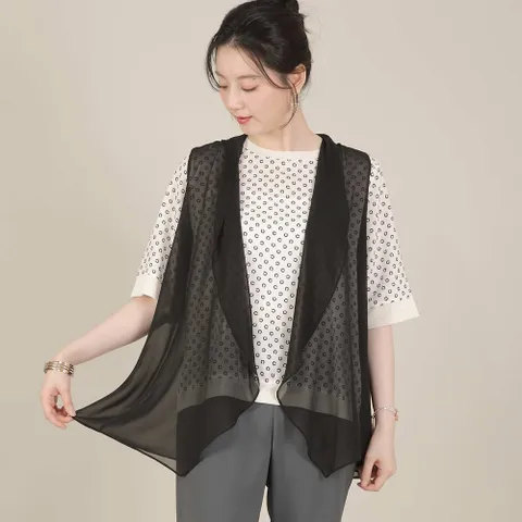 샤랄라 시스루 쉬폰 여름 드레이프 오픈 조끼 V06081_1