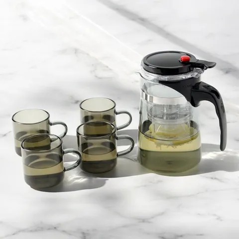 다기 세트 찻잔 도자기 차포트 4인 버튼차포트 버튼티메이커 버튼드롭티메이커