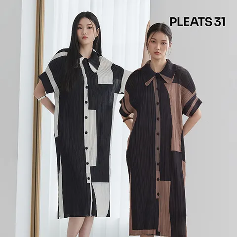 [하프클럽/플리츠31](수정샵)패턴 플리츠 원피스자켓1종