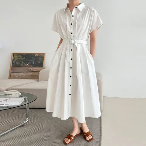 [브리치] 러블리감성 / 도라 스티치 반팔 여름 롱 원피스