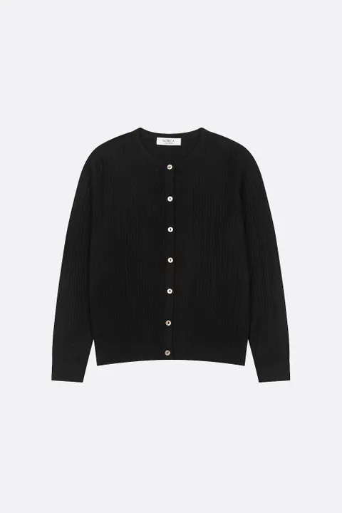 프리미엄 캐시미어 케이블가디건-블랙