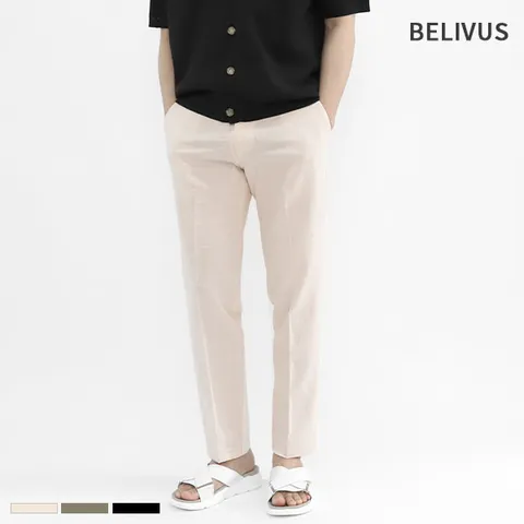 남성 일반핏 슬랙스 린넨 팬츠 스판 바지 BHL019