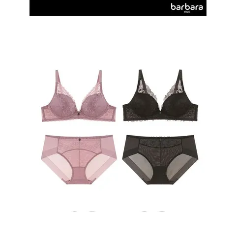 [하프클럽] 바바라 프리미엄 레이스 노와이어 브라팬티 4종세트