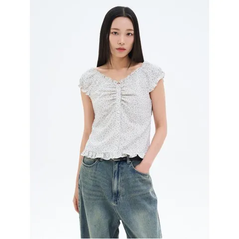 패턴 반소매 블라우스  아이보리 (355765LYB0)