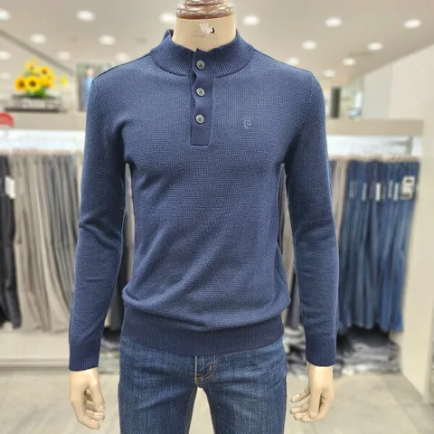 (모다인천점)네이비 미니멀 단추 반목 쟈가드 니트/PMKR3311_IC_3