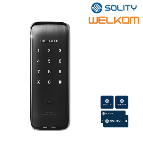 WR-202 디지털도어록 카드키4+번호키 즉시잠금 현관문도어락 아파트 빌라 방화문 보조키형 도어락 허수기능 내부이중잠금