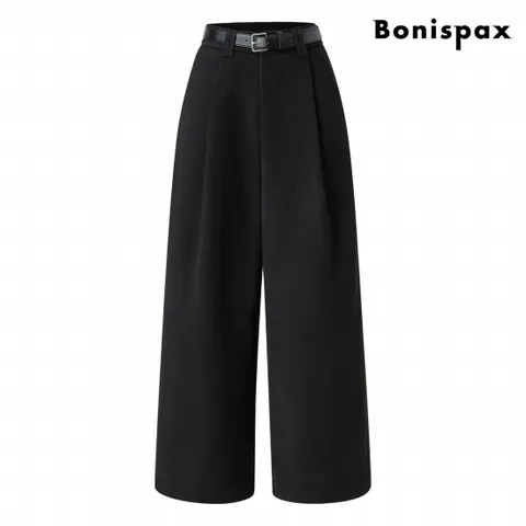 정상가:99,000원 ㅣ 와이드 핀턱 벨티드 기모 슬랙스 팬츠 (XP3TA018L0)