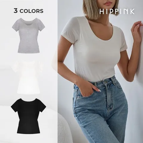 [하프클럽/힙핑크]올데이 모달 노브라 반팔티 (캡내장)