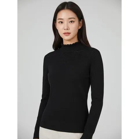 [하프클럽] 여성 크로셰 조직 반넥 니트 ALSHM9111-199