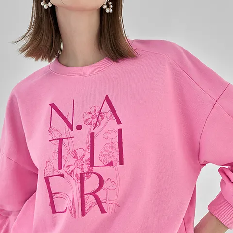 [나인] [정상가 :85000원] 엔 아틀리에 플라워 크롭 블루종 맨투맨T-6621