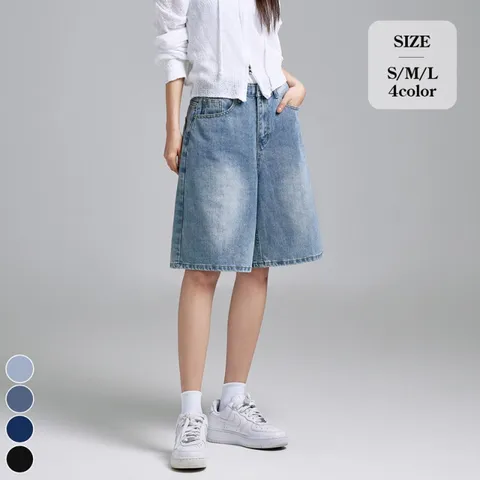 [브리치]  / 5부 버뮤다 워싱 데님 팬츠 (J2509)