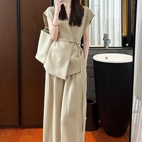 랩블라우스 와이드팬츠 여름하객룩 클라베투피스