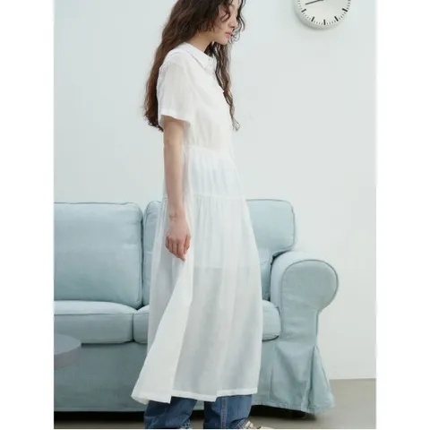 티어드 슬리브리스 롱 원피스  화이트 (325871LY11)