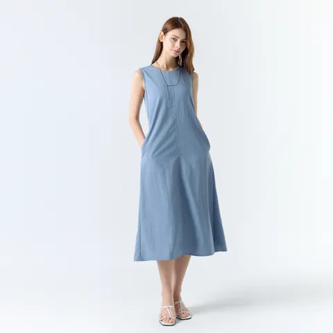 [최초가 79000원] [55~88] 나일론 솔리드 민소매 원피스