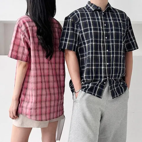 [잇백잇슈] 코튼린넨체크남방 남여공용 캐주얼 베이직 (39909992)