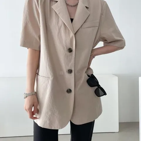 [하프클럽/옷자락]여자 린넨 여름 박시 테일러드 반팔 자켓