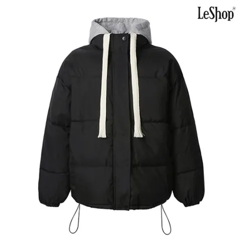 정상가:99,000원 ㅣ 후드 배색 데일리 박스핏 패딩 점퍼 (DO4JJ001A)