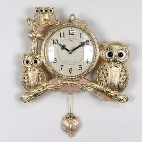 금도금 길부엉이가족 부엉이 무소음 인테리어 벽시계
