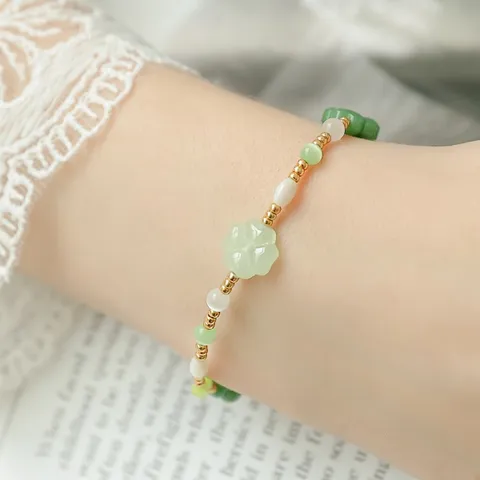 [+SWEET LOVE CANDY 패키지/네잎클로버/행운/비즈팔찌] 행운의 문을 여는 열쇠 / 팔찌+선물포장+쇼핑백