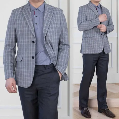 [하프클럽/간절기 남성 원트임 울 인견 글렌체크 정장 콤비 신사 자켓