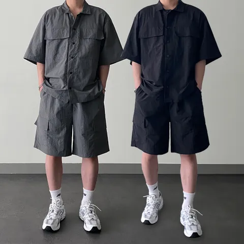 우븐셋업 반팔반바지세트 남자여름트레이닝세트