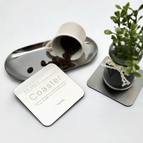 금속 실버 코스터 사각형 고급코스터 메탈코스터 티코스터
