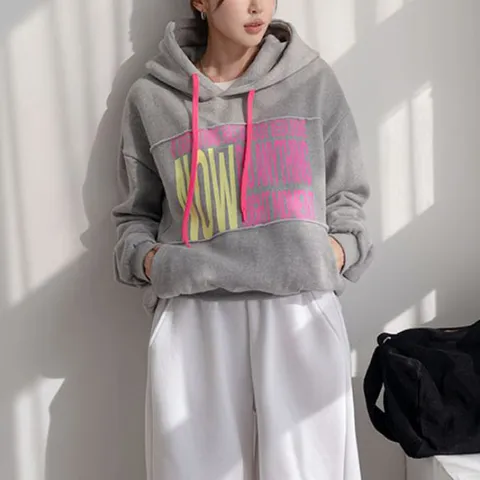 [하프클럽] (55~88) 기모 패치 후드 맨투맨 DM54-T-22