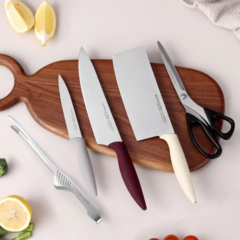 스테인레스 다용도 가위 과도 식도 중식도 요리 핀셋 주방칼세트  5종