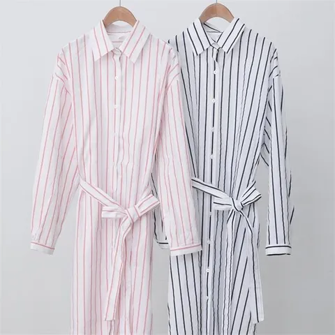 스트라이프 로브 원피스 304P229S 빅사이즈 여성의류 (10002615)