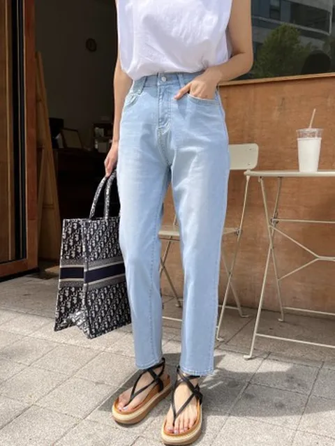 여성 스판 밴딩 보이핏 데님팬츠 핏이 예쁜 배기 청바지