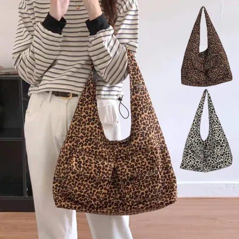 [신상오픈런] 여자 투포켓 호보 호피 무늬 캐주얼 숄더백