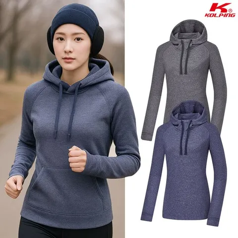 [하프클럽]  여성 보온 스트라이프 등산 긴팔 후드 티셔츠 KSC452ST6W