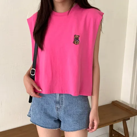 [하프클럽/에이치스타일](DK)곰돌이이중나시 여성 민소매티