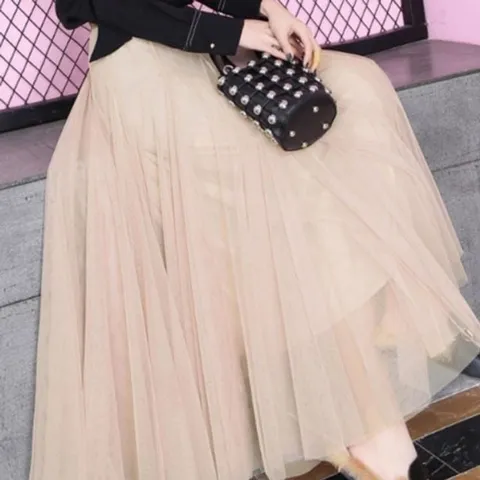 허리밴딩 인기 여성 샤스커트 롱치마 감성 치마 롱스커트 롱치마 주름치마