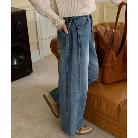 [브리치]  /  가을청바지  맞주름 핀턱 와이드 데님 T1606