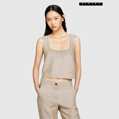 아울렛 핀스트라이프 나시 탑 블라우스 4S_5NTHLH015