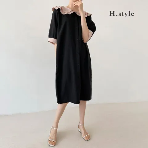 H스타일BST파도리원피스/여름/빅사이즈/OPS/원피스/홈웨어/하객룩/쉬폰/라운지/루즈핏