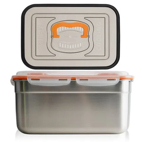 포스코 STS304 스텐밀폐용기 김치통 더블핸디 누름독 10L(오렌지)
