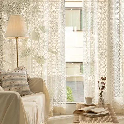 내츄럴 뜨개레이스 면커튼 135X280