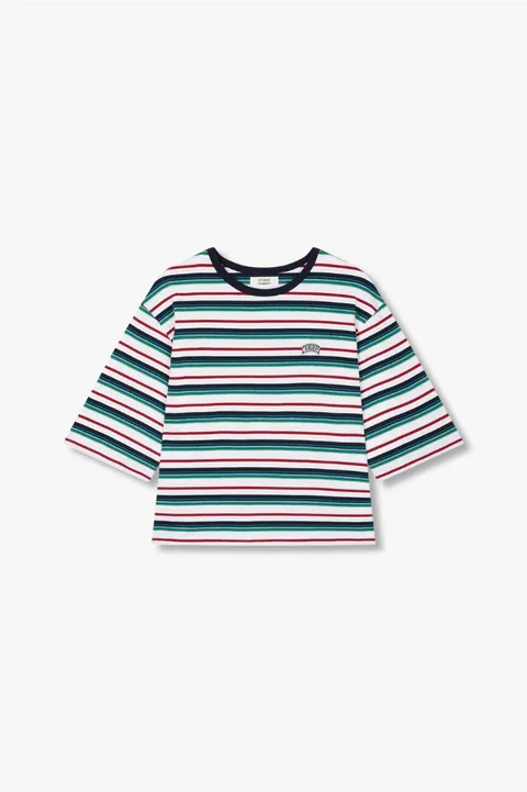 스트라이프 배색 티셔츠 9175322998 428519