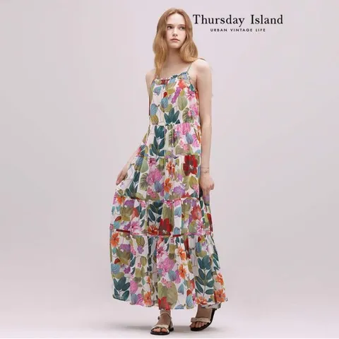 [Thursday Island] 플라워패턴 슬리브리스 원피스(T244MOP257W)