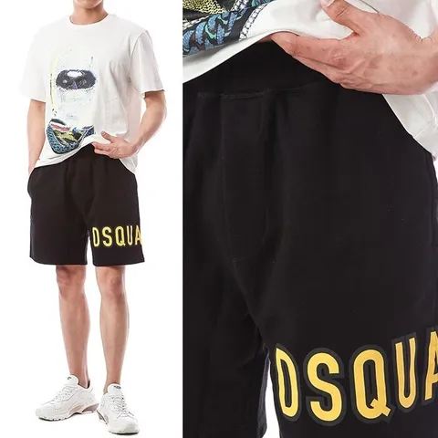 [명품] 디스퀘어드 옐로우 로고프린팅 트레이닝 하프팬츠74MU0708 S25516 900